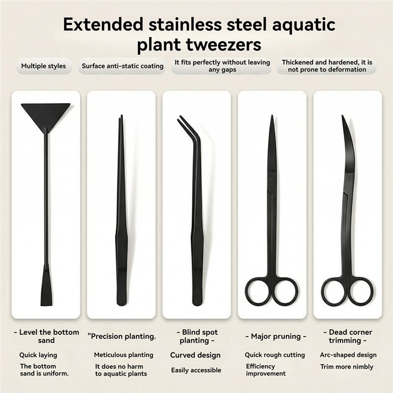 TFORU-Długi czarny zestaw narz – Planted Aquarium Tool Kit recenzja i cena